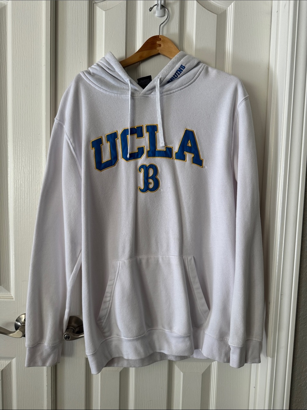Colosseum White Crewneck Hoodie with Blue & Gold UCLA Lettering